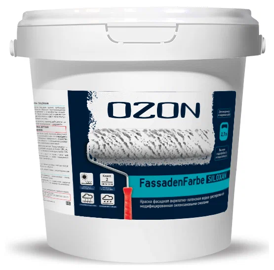 Краска фасадная OZON Fassadenfarbe Silikon ВД-АК-115С(-5)-3,6 С (бесцветная)  для работ при -5°С